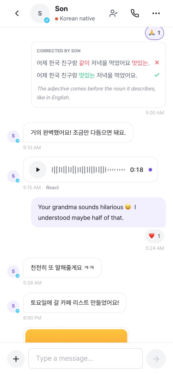 Message correction and voice message