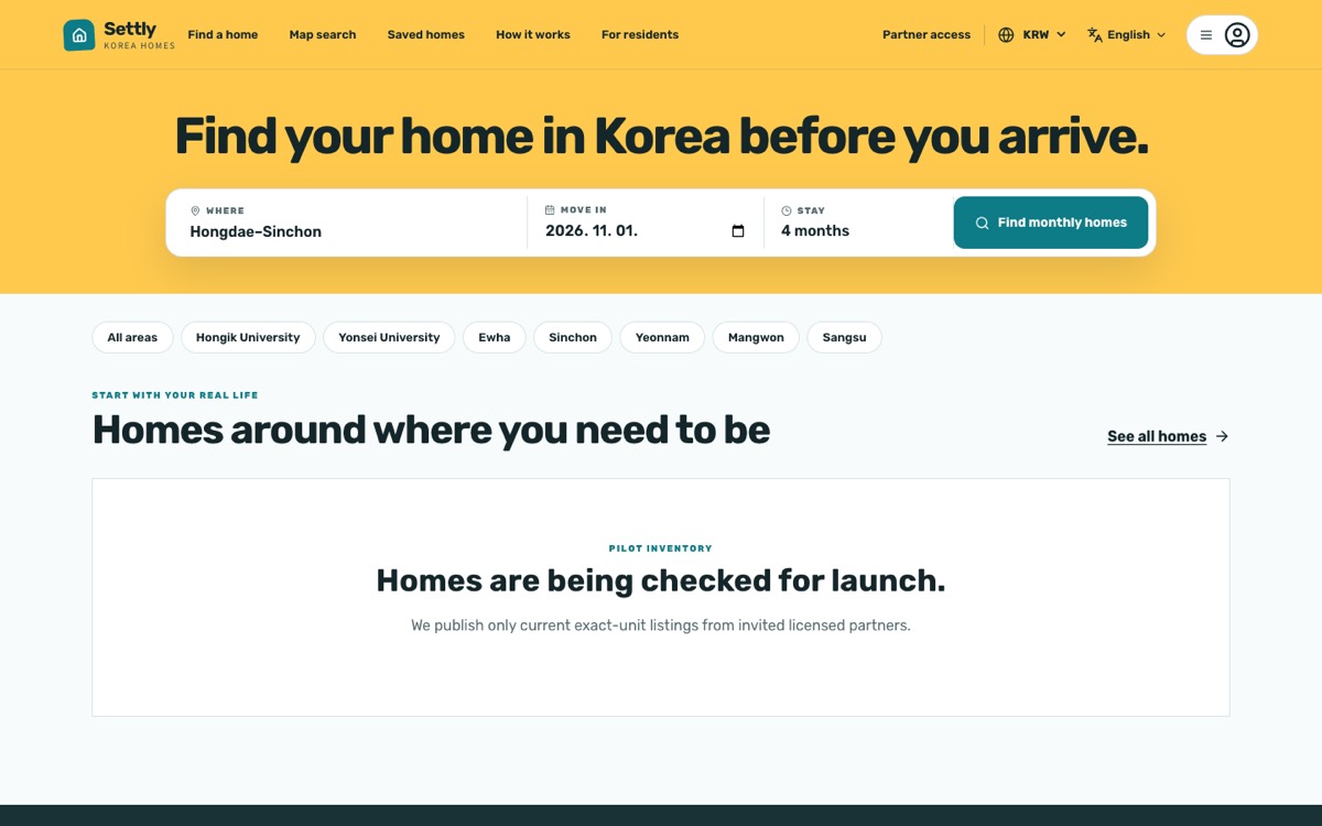 Screenshot of settly.kr